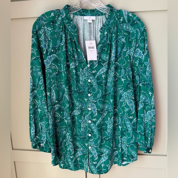 NWT J. Jill Teal Paisley Pullover Blouse SZ S - Picture 1 of 12